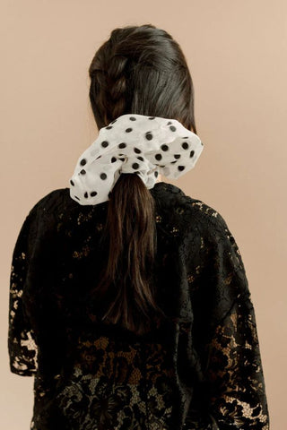 Oversized Organza Scrunchie | Polka Dot