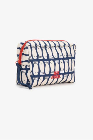 Lucky Fish Printed Cotton Pouch | Navy Blue