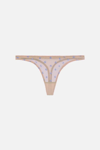 Clover Embroidery Thong | Nude