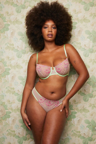 Lucille Floral Embroidery Knicker | Light Beige
