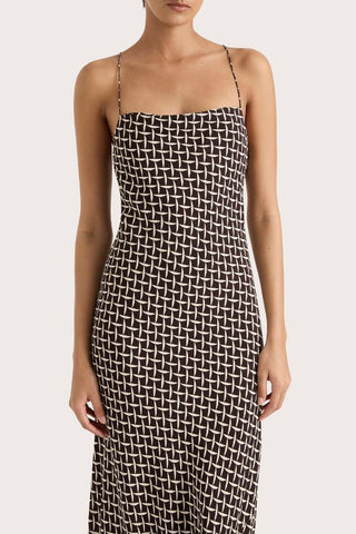 Lusia Midi Dress | Espresso Geo