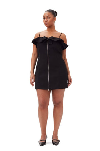 Bonded Crepe Strap Mini Dress | Black