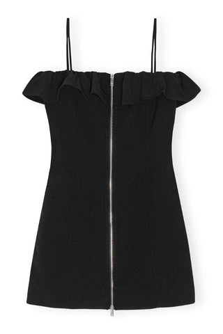 Bonded Crepe Strap Mini Dress | Black