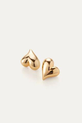 Art Heart Button Earrings | Gold