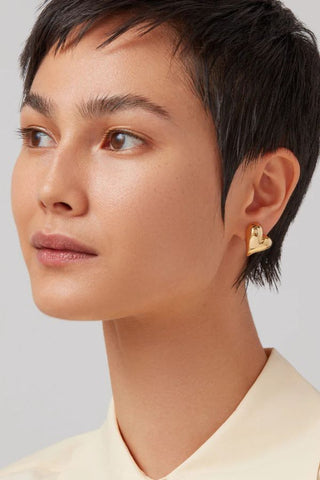 Art Heart Button Earrings | Gold