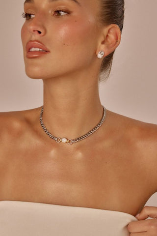 The Pave Oval Link Necklace | Silver