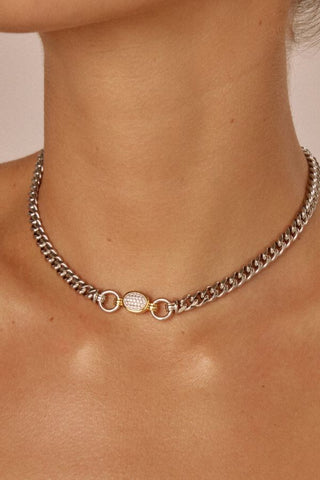 The Pave Oval Link Necklace | Silver