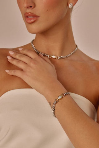 The Pave Oval Link Necklace | Silver