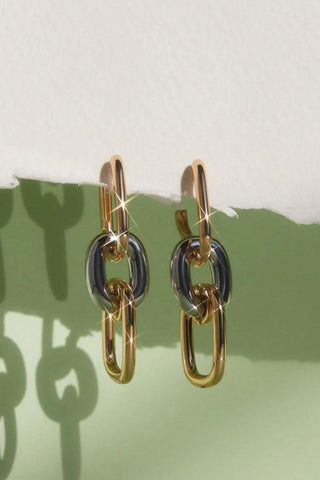 Two-Tone Chain Link Huggies | Gold