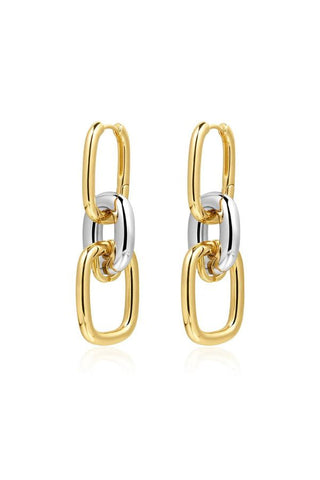 Two-Tone Chain Link Huggies | Gold