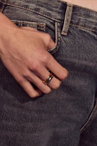 Two-Tone Wave Ring Set
