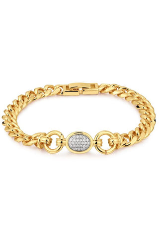The Pave Oval Link Bracelet | Gold