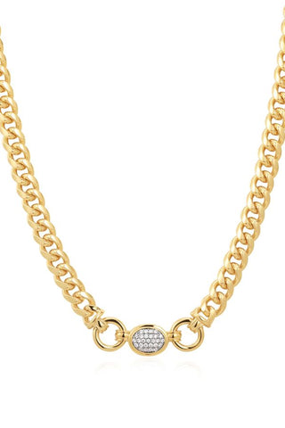The Pave Oval Link Necklace | Gold