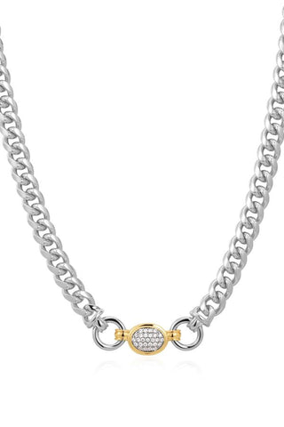 The Pave Oval Link Necklace | Silver