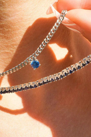 Bardot Stud Necklace Blue Sapphire | Silver