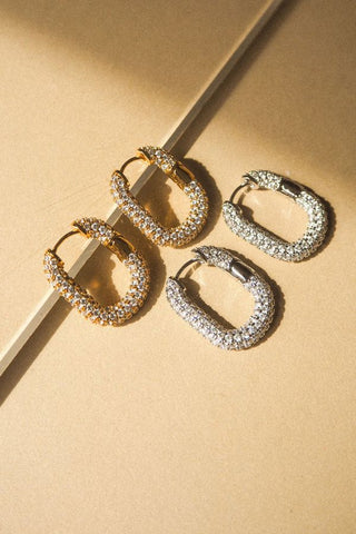XL Pave Chain Link Hoops | Silver