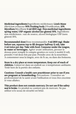 Lion's Mane Dual Extract Tincture | Alcohol-Free 100ml