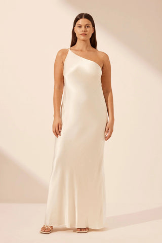 La Lune One Shoulder Cowl Back Maxi Dress | Cream