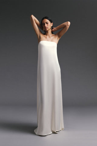 La Lune Strapless Column Maxi Dress | Cream