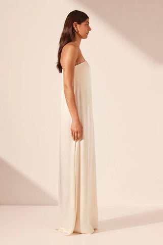 La Lune Strapless Column Maxi Dress | Cream