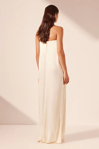 La Lune Strapless Column Maxi Dress | Cream