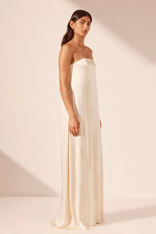 La Lune Strapless Column Maxi Dress | Cream