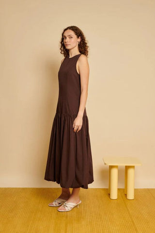Maryam Midi Dress | Chocolate Brown