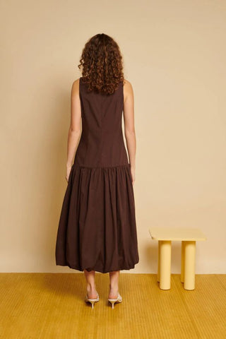 Maryam Midi Dress | Chocolate Brown
