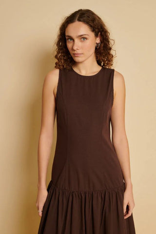 Maryam Midi Dress | Chocolate Brown
