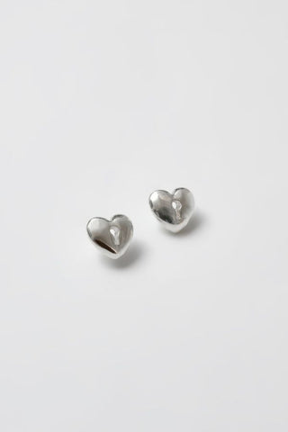 Heart Lock Charm Studs | Silver