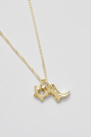 Mini Cowboy Boot and Star Charm Necklace | Gold