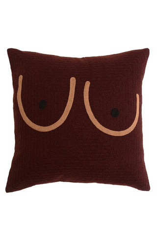 Brown Boob With Black Pillow Cover