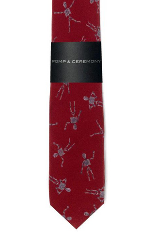 Liberty Print Tie | Burgundy Skeletons