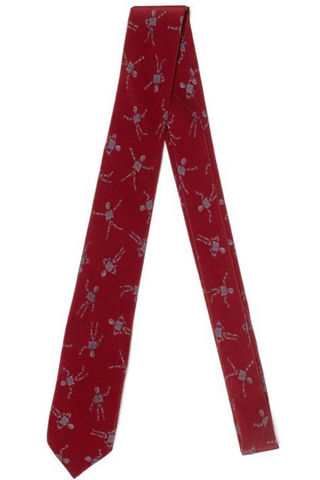Liberty Print Tie | Burgundy Skeletons