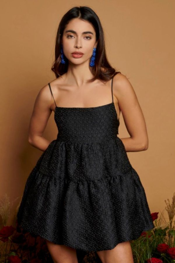 Bailey Jacquard Cami Dress Black LoversLand