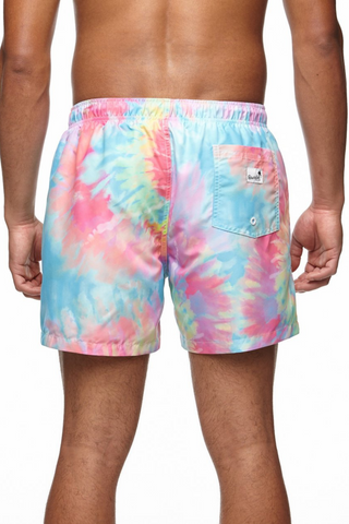 Dive into the 90s in the Spiral Tie Dye shorts. Add a pop of colour into your palate this Summer and transport yourself back to when times were all about peace and love. These shorts are made from super-soft and quick drying polyester for maximum comfort and style. Available in a classic length, not too long, not too short! Designed by Boardies. 