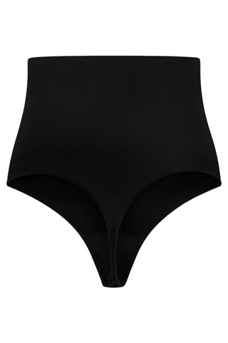 The Seamless High Waist Thong feels like second skin. With a medium core control high waist top and no stitching, this thong is flawless under almost anything! Designed by ByeBra, available in beige and black.
