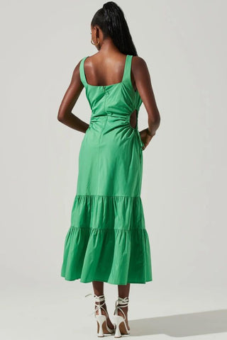 Bridget Side Cutout Tiered Midi Dress | Green
