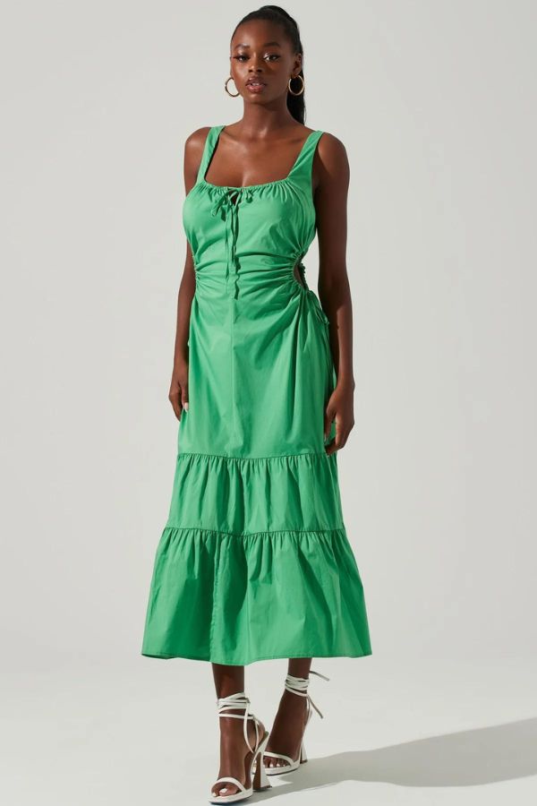 Green tiered sale midi skirt