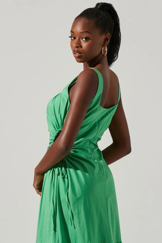 Bridget Side Cutout Tiered Midi Dress | Green