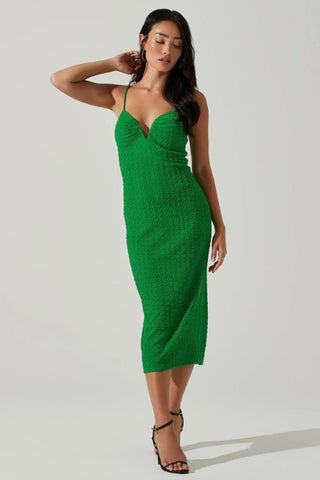 Signy Textured Midi Dress | Green