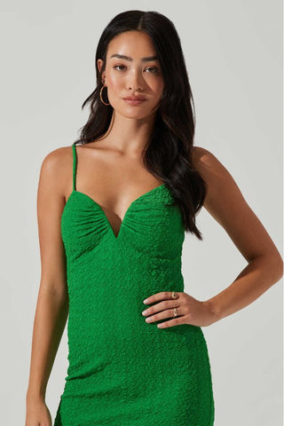 Signy Textured Midi Dress | Green
