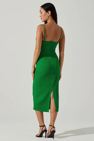 Signy Textured Midi Dress | Green