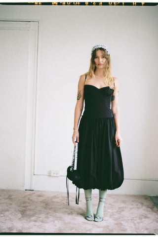 Fleur Dress | Black Taffeta