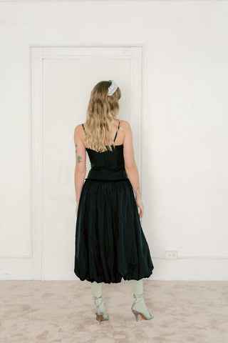 Fleur Dress | Black Taffeta