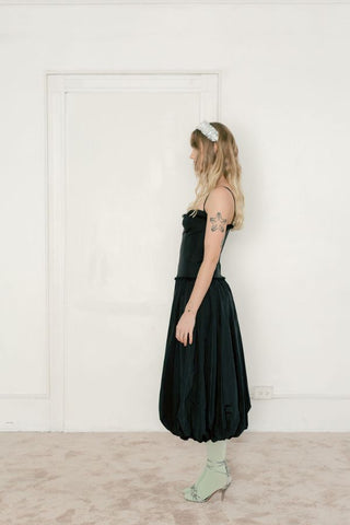 Fleur Dress | Black Taffeta