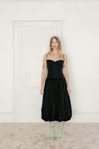 Fleur Dress | Black Taffeta