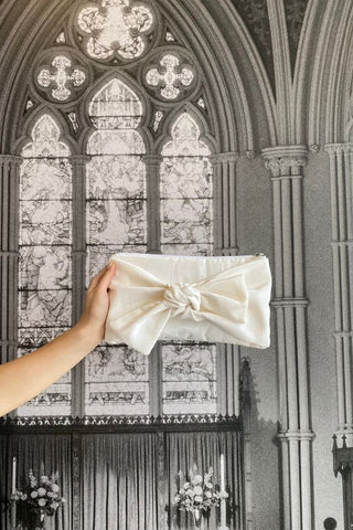 Bow Clutch | Ivory Moire