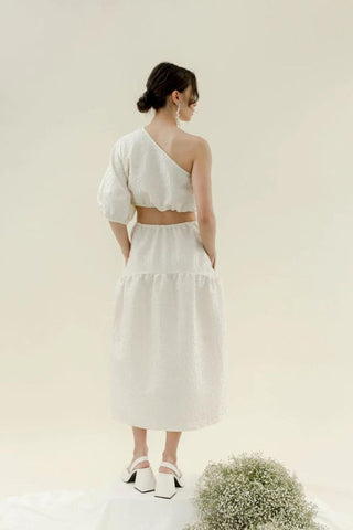 Fancy Field Skirt | White Crinkle Crepe