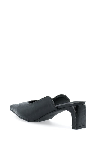 Biarowe Cutline Mules | Black Croco